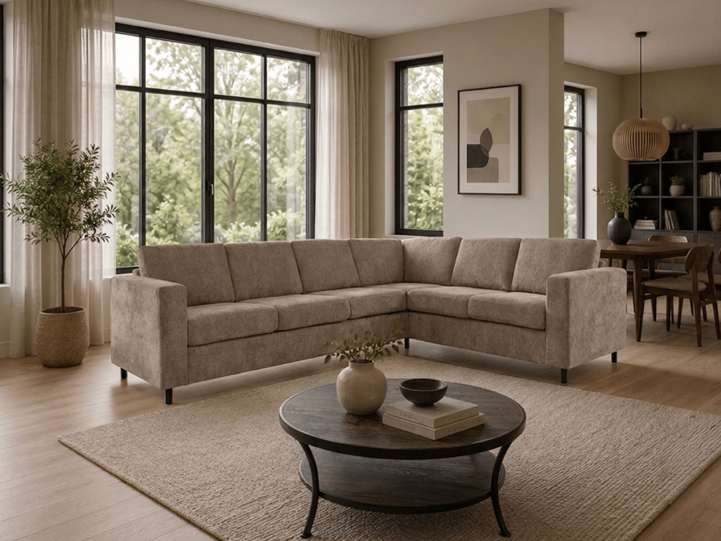 Fjord hjoernesofa i beige - modulsofa